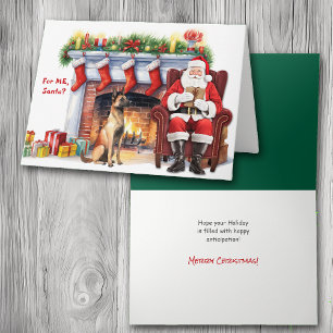 Santa's Gift Belgian Malinois Dog Holiday Card
