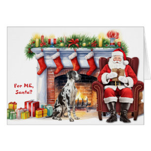 Santa's Gift Black White Great Dane Dog Christmas