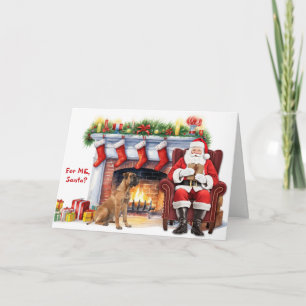 Santa's Gift Boerboel Dog Christmas Holiday Card
