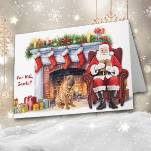 Santa's Gift Chinese Shar-pei Dog Christmas Holiday Card