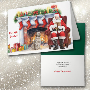 Santa's Gift Clumber Spaniel Dog Christmas Holiday Card