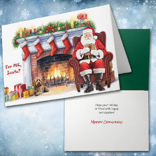 Santa's Gift Cockapoo Dog Christmas Holiday Card