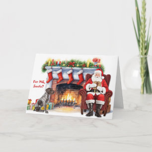 Santa's Gift German Wirehaired Pointer Christmas Holiday Card