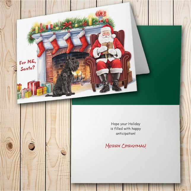 Santa's Gift Giant Schnauzer Dog Christmas Holiday Card (Creator Uploaded)