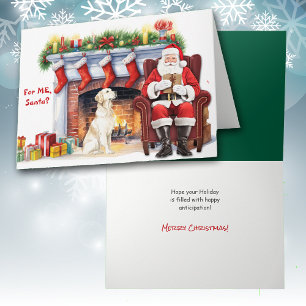 Santa's Gift Golden Retriever Dog Cute Christmas Holiday Card