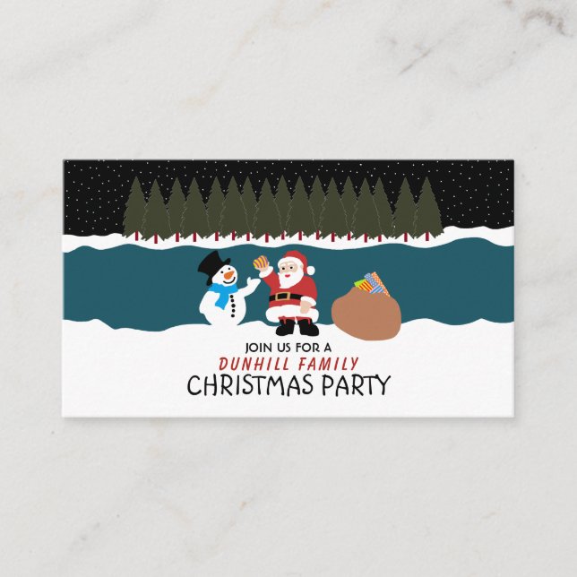 Santa's gift to Snowman, Christmas Party Ticket Enclosure Card (Front)