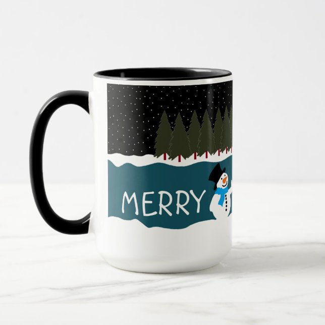 Santa's Gift To Snowman Merry Xmas Mug (Left)