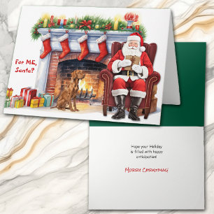 Santa's Gift Vizsla Dog Christmas Holiday Card