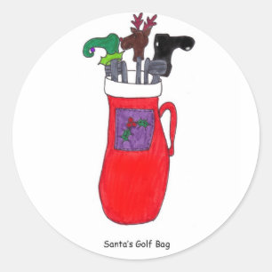 Santa's Golf Bag Classic Round Sticker