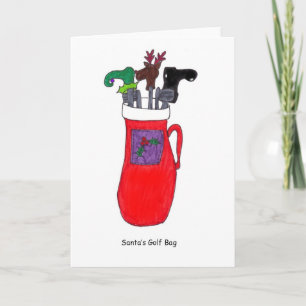 Santa's Golf Bag Humourous Christmas Card