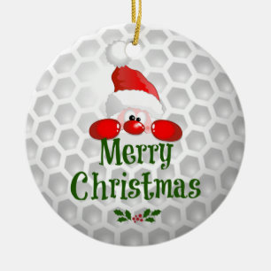 Santa's golf ball design ceramic tree decoration