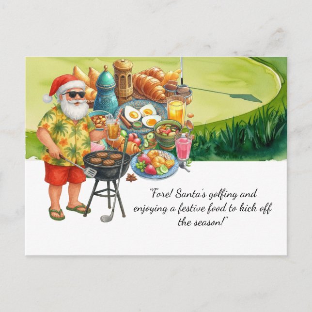 Santa's Golfing & Festive Breakfast for Club House Postcard (Front)
