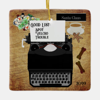Santa's Good Dog Puppy Vintage Typewriter  Ceramic Ornament