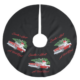 Santa's got a Hot Rod Brushed Polyester Tree Skirt