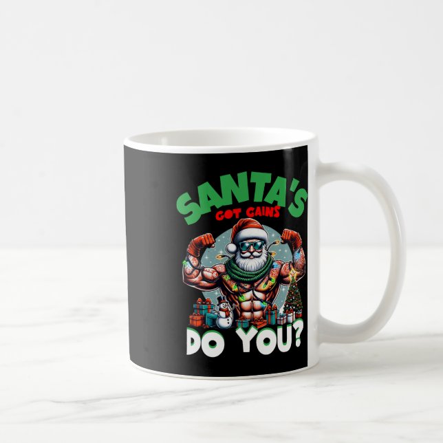 Santa's Got Gains Do You Festive Bodybuilding Gym  Coffee Mug (Right)