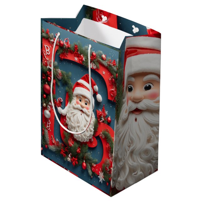 Santa's Greetings - Full HD Printed Christmas Gift Medium Gift Bag (Back Angled)