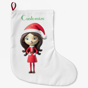 Santa's Happy Helper  Thunder_Cove  Large Christmas Stocking