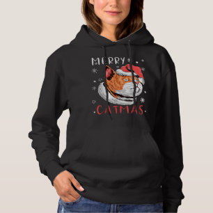 Santa's Hat Cat Merry Christmas Catmas Xmas Cats L Hoodie