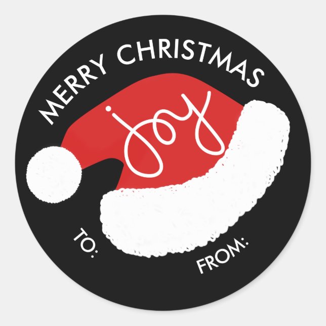 Santa's Hat Christmas Holiday Stickers - Black (Front)