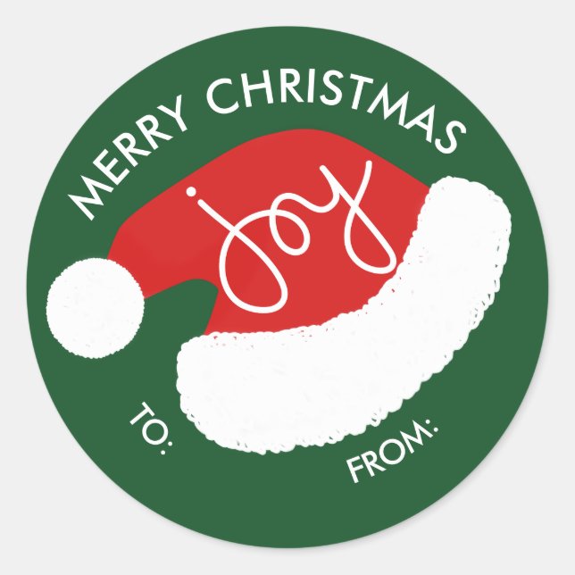 Santa's Hat Christmas Holiday Stickers - Green (Front)