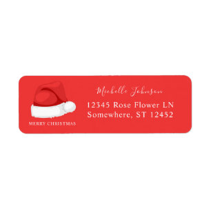 Santa's Hat Christmas Return Address Label Red