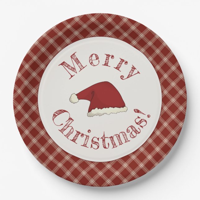 Santa's Hat Holiday Paper Plate (Front)