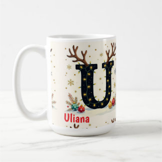 Santa's hat Monogrogram initial U merry Christmas  Coffee Mug