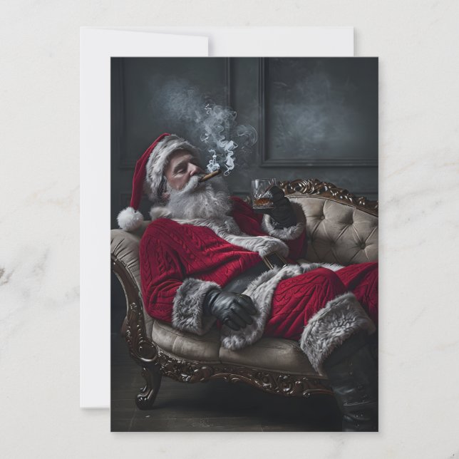 Santa's Having a Smoke and a Drink - Unique Card  (Front)