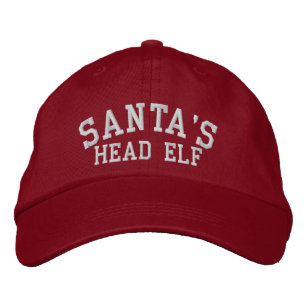 Santas Head Elf Embroidered Hat