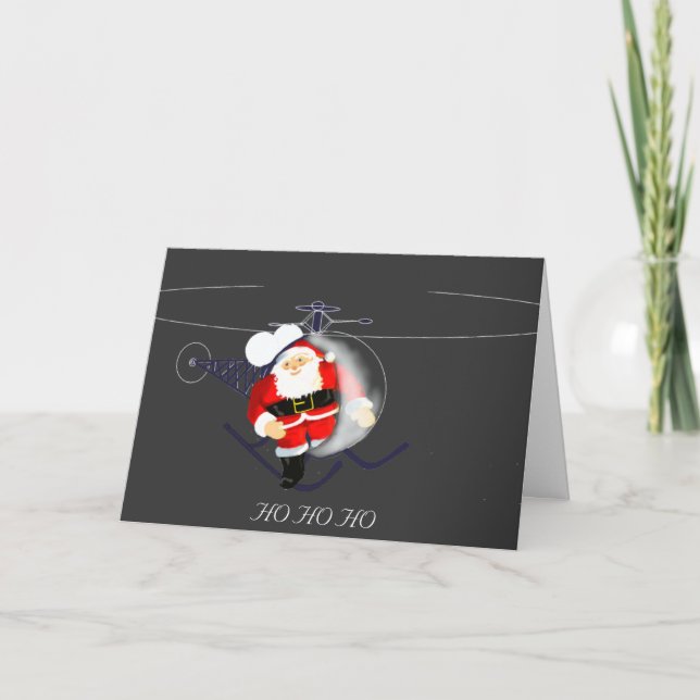 Santa's Helicopter Holiday Card (Front)