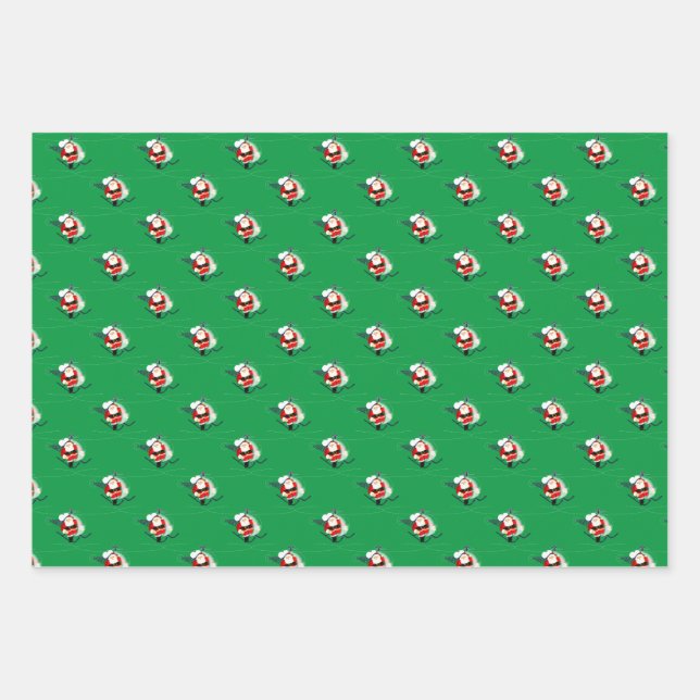 Santa's Helicopter Wrapping Paper Sheet (Front)