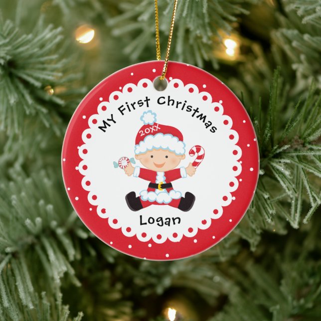 Santa's Helper Baby's First Christmas Ceramic Tree Decoration (Tree)