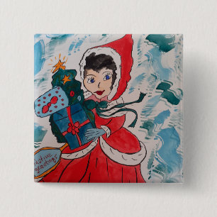 Santa's Helper Christmas 15 Cm Square Badge