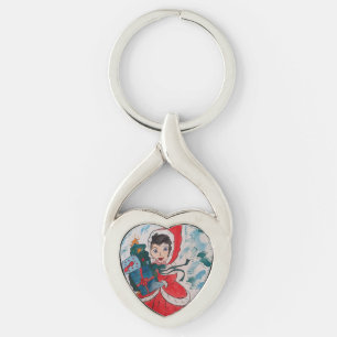 Santa's Helper Christmas Metal Key Ring