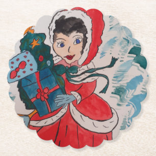 Santa's Helper Christmas Paper Coaster
