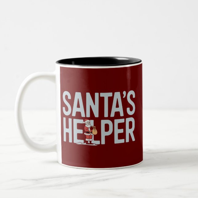 Santa's Helper Christmas Two-Tone Coffee Mug (Left)
