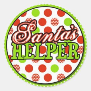 santas helper classic round sticker