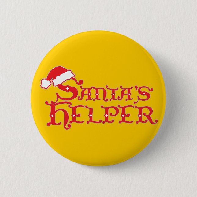 Santa's helper colourful christmas button/badge 6 cm round badge (Front)
