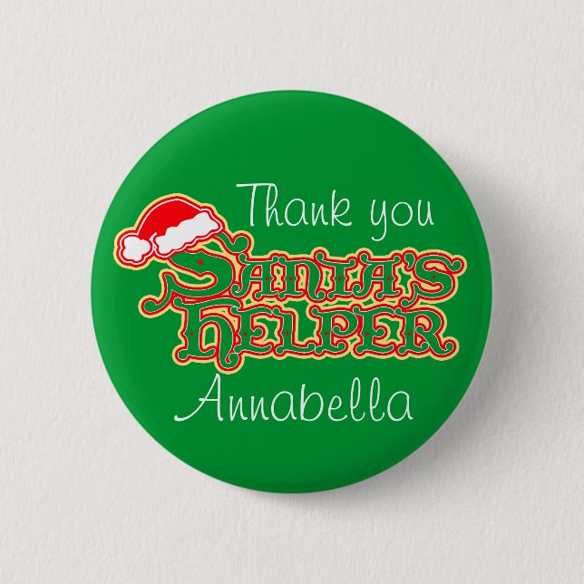 Santa's helper colourful christmas button/badge 6 cm round badge (Front)