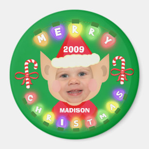 Santa's Helper Custom Christmas Photo Magnet