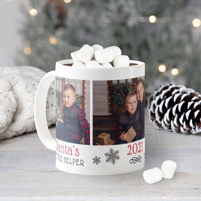 Santas Helper Cute Red Holiday Photo Collage Coffee Mug (Creator Uploaded)
