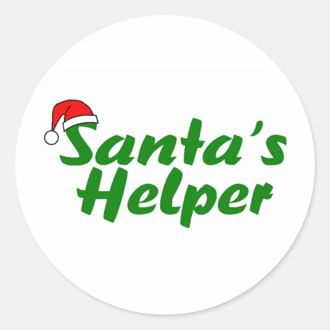 Santas Helper Green Classic Round Sticker (Front)