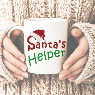 Santa's Helper Hat Typography Christmas Coffee Mug