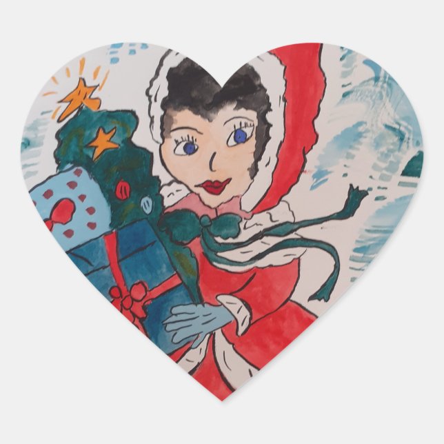 Santa's Helper Heart Sticker (Front)
