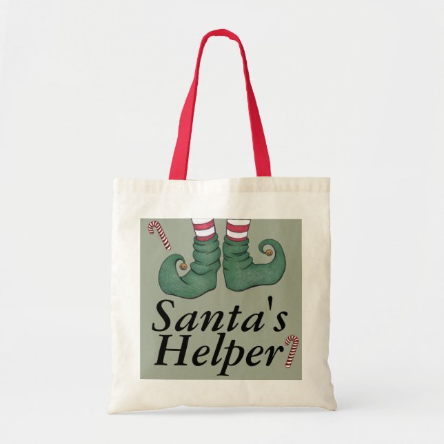 Santa's Helper Holiday Elf Tote Bag (Front)