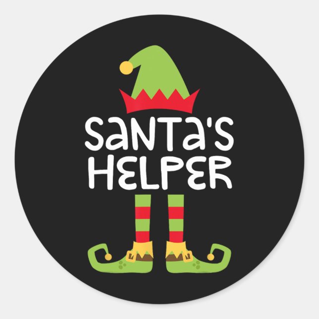 Santa's Helper Matching Christmas Elves  Classic Round Sticker (Front)