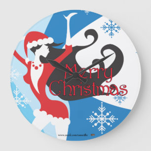Santa's Helper - Merry Christmas Large Clock