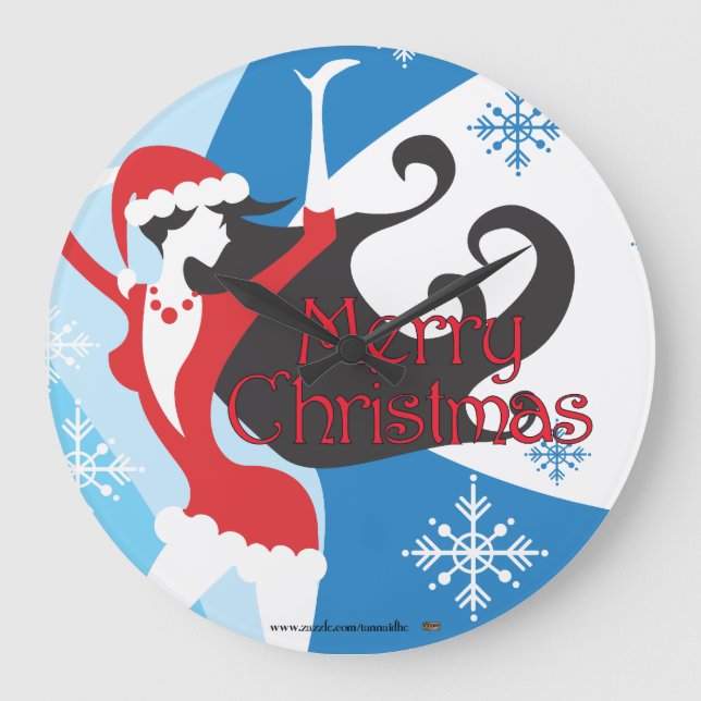 Santa's Helper - Merry Christmas Large Clock (Front)