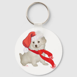 Santa's Helper Puppy Poodle / Bichon Mix Key Ring