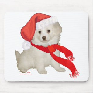 Santa's Helper Puppy Poodle / Bichon Mix Mouse Mat